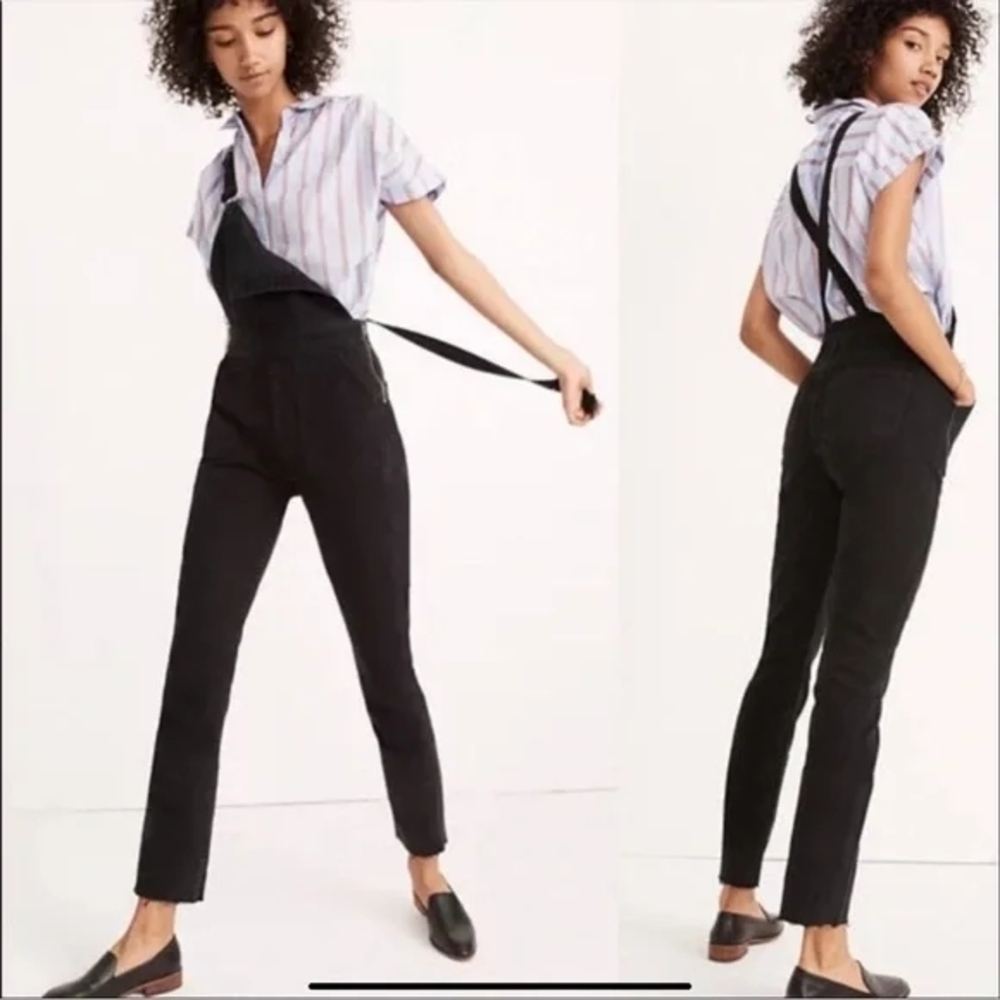 Madewell Black High-Waist Suspender Overalls